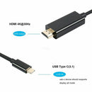 USB C to HDMI Adapter, 6FT/1.8m USB 3.1 Type-C Male to HDMI Male 4K Cable B