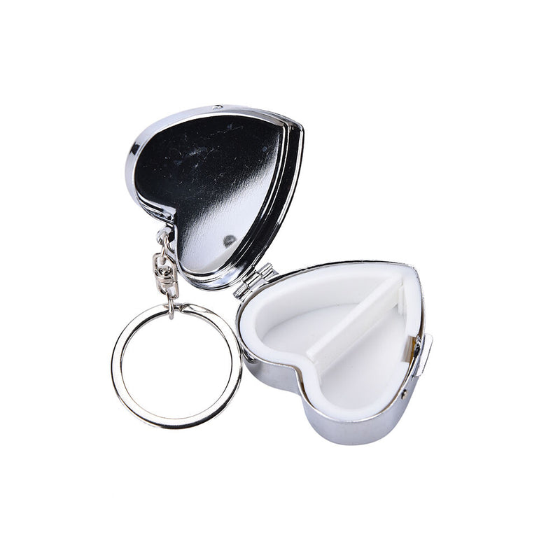 Metal Heart Travel Pill Box Medicine Container Case Storage Holder Keychain A Gw