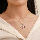 3pcs/set Rhinestone Heart Pendant Necklace Stud Earrings Ring Women Jewelry