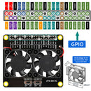 LED Light GPIO Extension Board Dual Cooling Fans for Raspberry Pi 4B/3B+