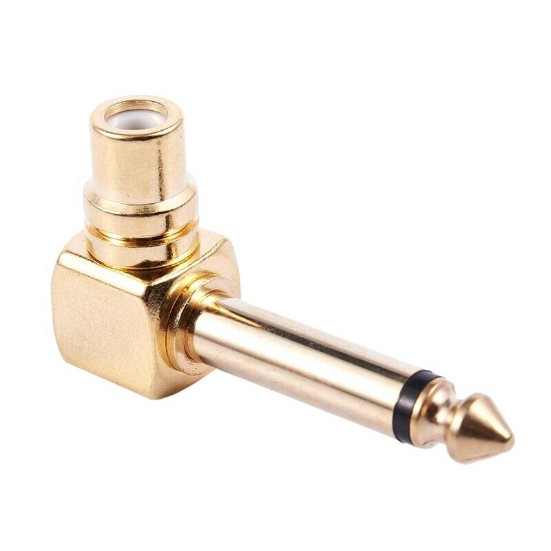 2-PACK RCA Female Jack to 1/4 inch Mono Male Plug Right Angle Audio Adapter M8B5