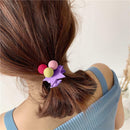Star Pompom Hair Rope Women Ponytail Holder Elastic Rubber Bands (Purple) A