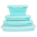 4 Piece Set Blue Food Grade Silicone Lunch Box Folding Eco-Friendly Food Co