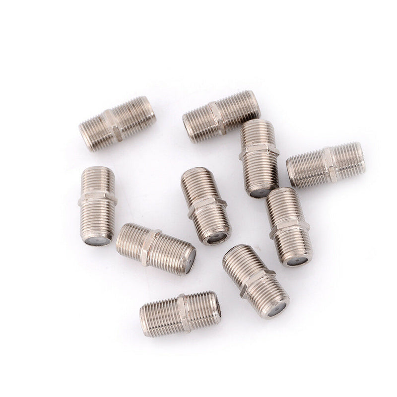10pcs Aluminium Alloy Connector F Plug Coupler Adapter HD TV Coax Cable LJU
