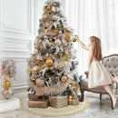 122cm Round Christmas Tree Skirt Linen Non-woven Tree Apron Round Carpet