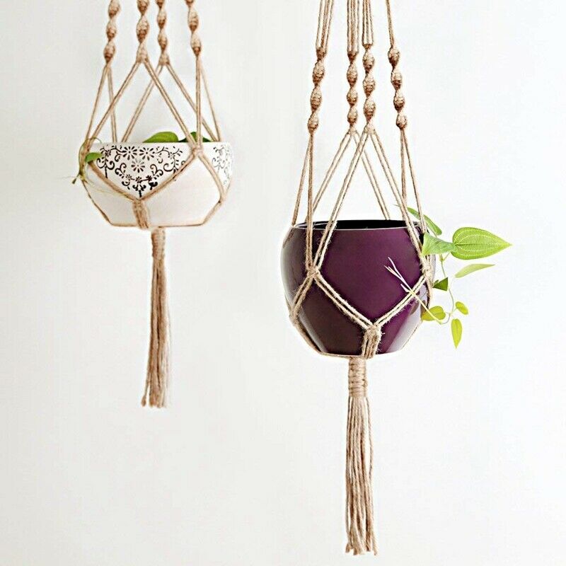2 Pcs Macrame Plant Hanger Indoor Outdoor Hanging Planter Basket Jute Rope