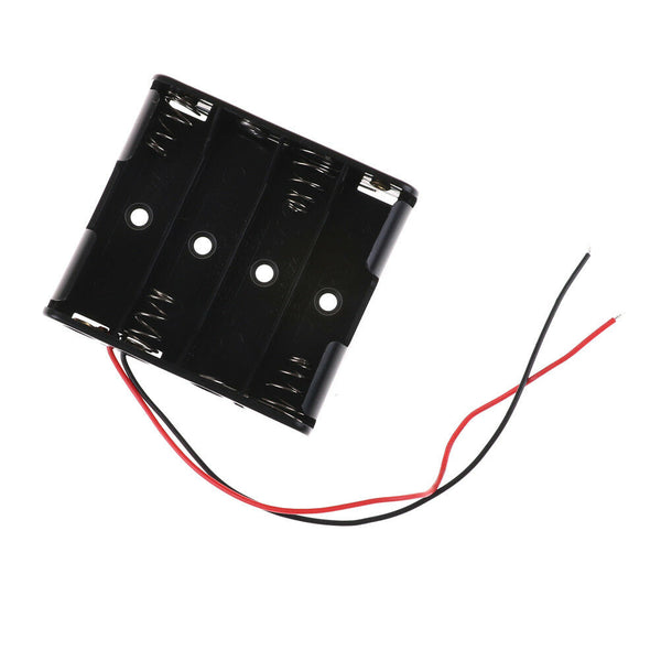 Black AA x 4 Open Battery Holder Box With 15cm Wires JR