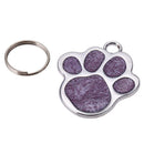 Stainless Steel Glitter Custom Pet Dog Tag Engraved Feet Card(Purple)