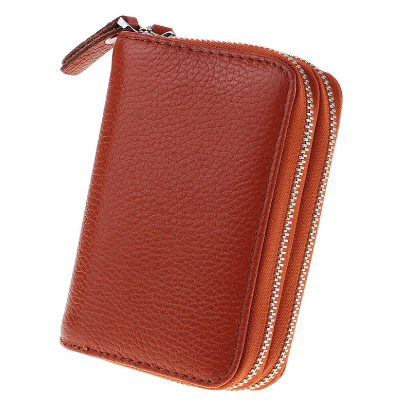 Leather Unisex Credit Card Holder Zipper Wallet Business Cards Case Purse Travel