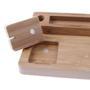 Bamboo Charging Station Docking Stations Organizer Stand For Multiple Device