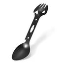 Multifunctional Stainless Steel Spork Fork Spoon Wrench for Picnic (Black) A