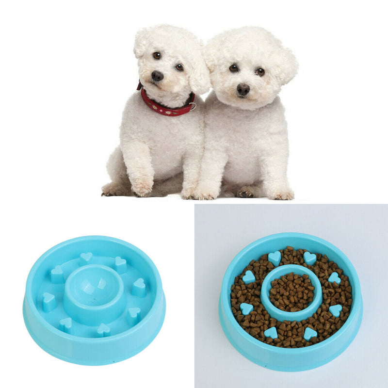 Pet Dog Slow Down Eating Feeder Dish Pet Cat Puppy Feeding Food Bowl Blue