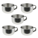 5 Pc Durable Stainless Steel Mens Barber Shaving Mug Bowl Soap Cup for Brush