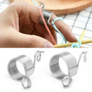 2pcs Knitting Tool Kit Finger Wear Yarn Spring Guide Needle Thimble Ring Set DIY