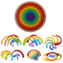 Children Early Learning 14pcs Wooden 7 Colors Rainbow Building Blocks Toys