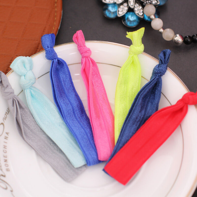 30Pcs Women Elastic Ribbon Hair Ties Knotted Hairband No Crease Ponytail Holder
