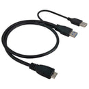 1.5FT Dual USB 3.0 A Male to Micro B Y Power Data Cable Hard Disk Mobile X2T3