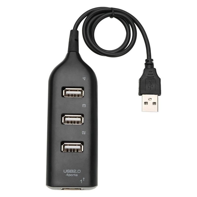 USB Hub 5Mbps High Speed Multi USB 2.0 Adapter 4 Port Splitter (Black)
