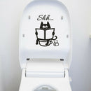 Cute Cat Shh Toilet Wall Stickers Art Vinyl Mural Home Room Decor Removable LJ