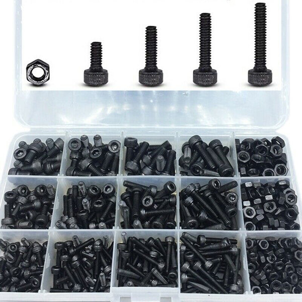 500 Pcs Grade 12.9 Black M3 M4 M5 Inner Hex Socket Head Cap Screws Assortme Q5G9