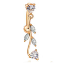 Sexy Zircon Reverse Belly Button Ring Dangle Bar Navel Ring Body Piercing J