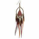 Fashion Exotic European Alloy Feather Long Drop Earrings for Women Girls