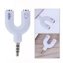 3.5mm Stereo Audio Jack Earphone Headphone 2 Way U Splitter Adapter