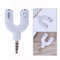 3.5mm Stereo Audio Jack Earphone Headphone 2 Way U Splitter Adapter