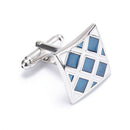 New Classic Blue Lattice Men's Cuff Links mens Wedding party Gift Cufflinks FT