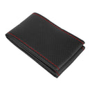 Black+Red PU Leather DIY Car Steering Wheel Cover 38cm With Needle And Thread MO