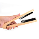 Wood Salon Style Hairdressing Bristle Hair Straightening Brush V Shape Comb BX