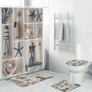 4Pcs Home Bathroom Decor Set Starfish And Fishing Nets Pattern Toilet Seat