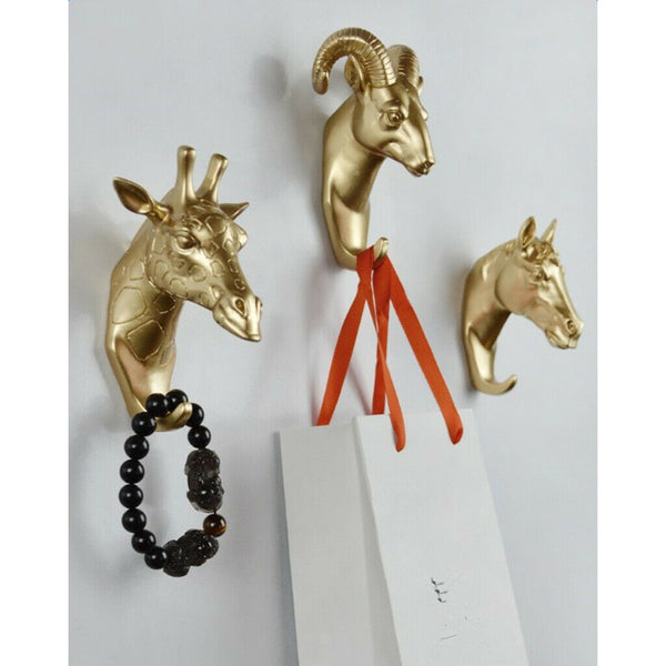 Set Of 4 Nordic Style Animal Head Wall Hook Hanger Rack Holder Wall Decor