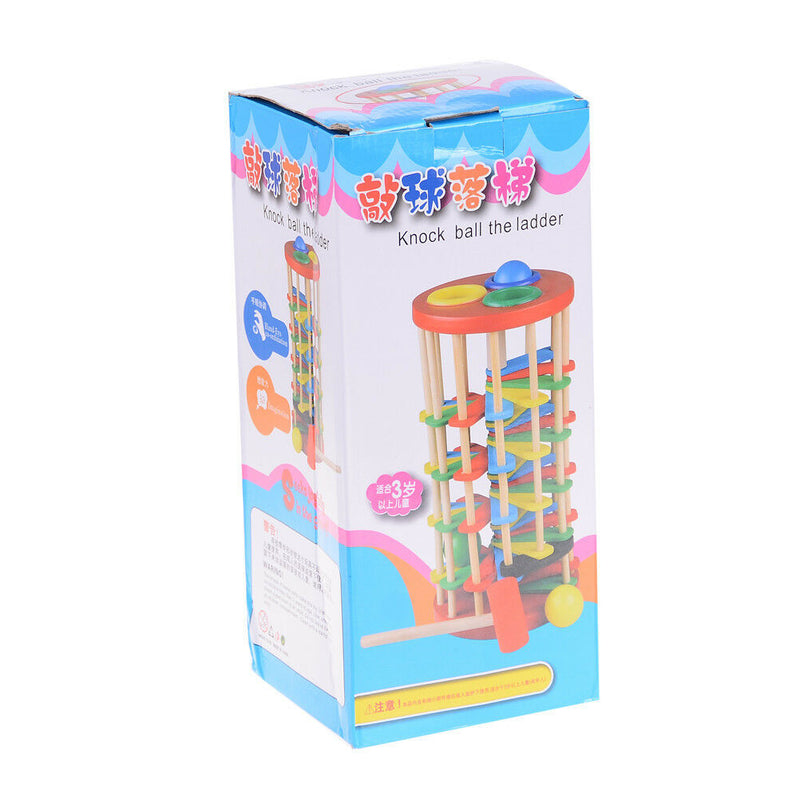 Pound And Roll Wooden Tower With Hammer Knock The Ball Roll Off Ladder KidsT Gw