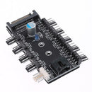 SATA Port to 10 Way 12V 3/4Pin Cooling Fan Splitter Hub PWM Controller A