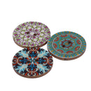 Mixed Flower Painting Round 2 Holes Wood Wooden Buttons for Sewing Crafting E5K6