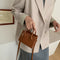 Fashion Solid Women Shoulder Handbag PU Totes Crossbody Bags (Light Brown)