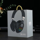 TM-061 Bluetooth Headphones w/ Mic LED Light FM Radio TF Card Slot (Black) A
