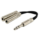 8" Long 1/4" Jack Male To 2X 6.5mm 1/4" TRS Female Audio Y