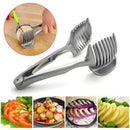 Stainless Steel Tomato Slicer Lemon Cutter Handheld Fruit Tongs Onion Slic FQM