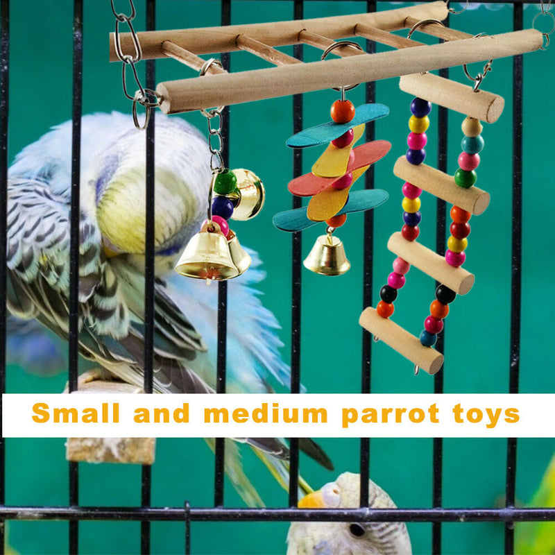 Funny Wooden Pet Birds Ladder Toys Parrots Climbing Ladder Chewing Swings Home