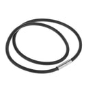 6Pcs 3mm Black Rubber Cord Necklace Choker Stainless Steel Closure Assorted Long