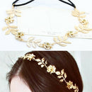 Women  Lady Metallic Leaf Flower Elastic Hair Band Headband Headwear  Z