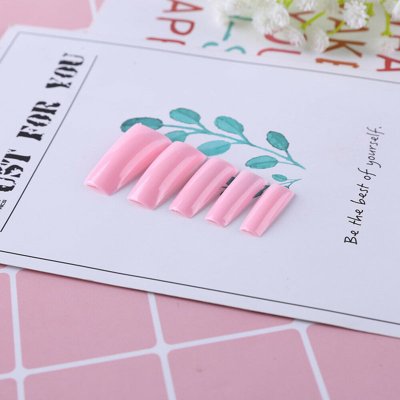 500pcs French Tips False Nail Half Cover Acrylic Gel Nail Art Tool (Pink) A