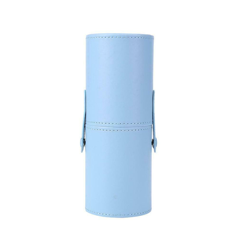 Leather Makeup Brush Holder Travel Cosmetic Pens Storage Cup Case (Blue) A