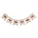 Halloween Bat Burlap Bunting Hessian Jute Fabric Banners Flags Bar Pennant