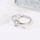 Trendy Rhinestone Animal Rings For Women Hip Hop White Crystal Rabbit Ring