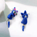 Cute Cartoon Blue Cat Dangles Earrings Creative Ear Drop Women Jewelry Gift
