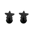 Fashion Men's Barbell Jewelry 316L Steel Black Penagramt Ear Studs Earrings