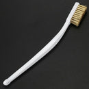 10 Pcs 6.9 "Length Plastic White Handle Bristle Brush brass metal K6P4